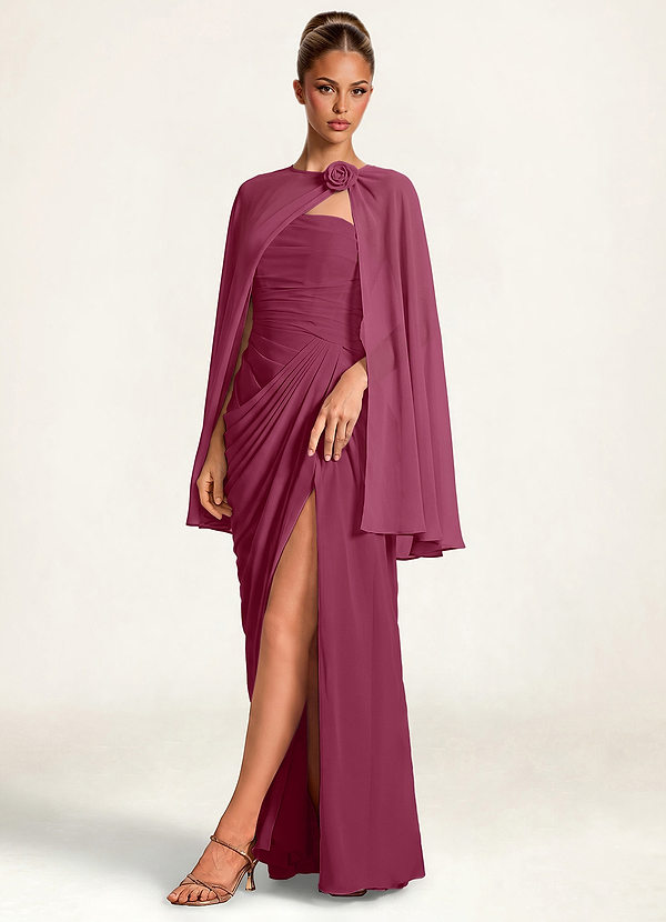 front Azazie Mantellina in chiffon con chiusura a rosetta floreale abbinata