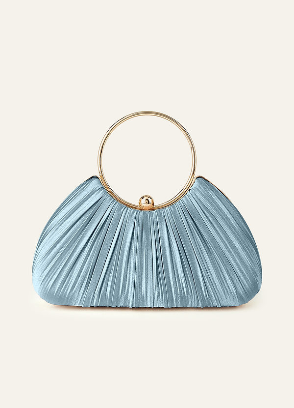 front Matching Color Metallic Satin Pleated Handbag