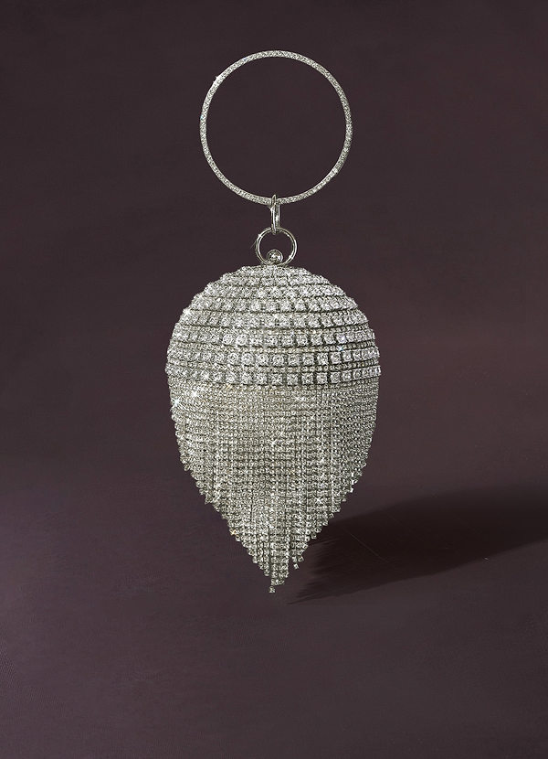 Silver Elegant Rhinestone Tassels Spherical Handbag Bags | Azazie