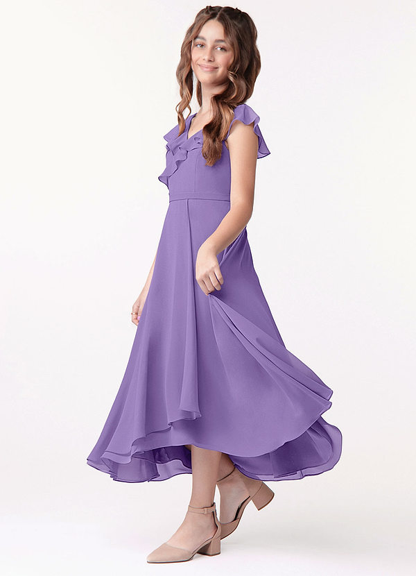 Azazie Posie Junior Tahiti A-Line Ruched Chiffon Dress image1