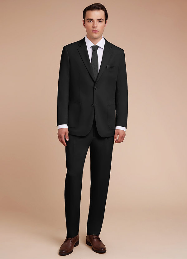 front Owen Black Lightweight Tailored Trousers Suit