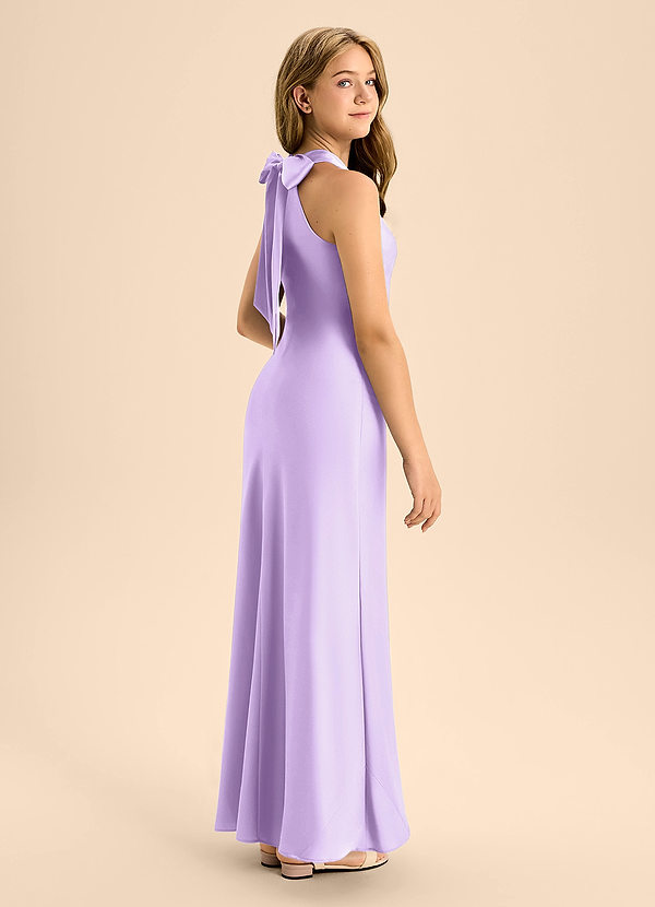 Azazie Doretta Junior Lilac A-Line Pleated Stretch Satin Dress image1