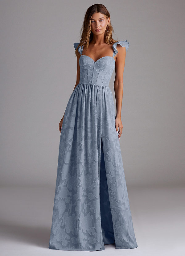 Denisse Powder Blue Corset Maxi Dress front