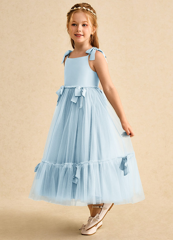 Azazie Jaci Flower Girl Dresses Sky Blue A-Line Spaghetti Strap Chiffon Dress image1