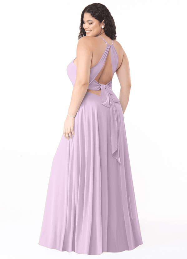 Azazie Evalleen Vestidos Dama de Honor Vestido de Lila Esmerilada de Gasa de Corte en A con Plisado image1