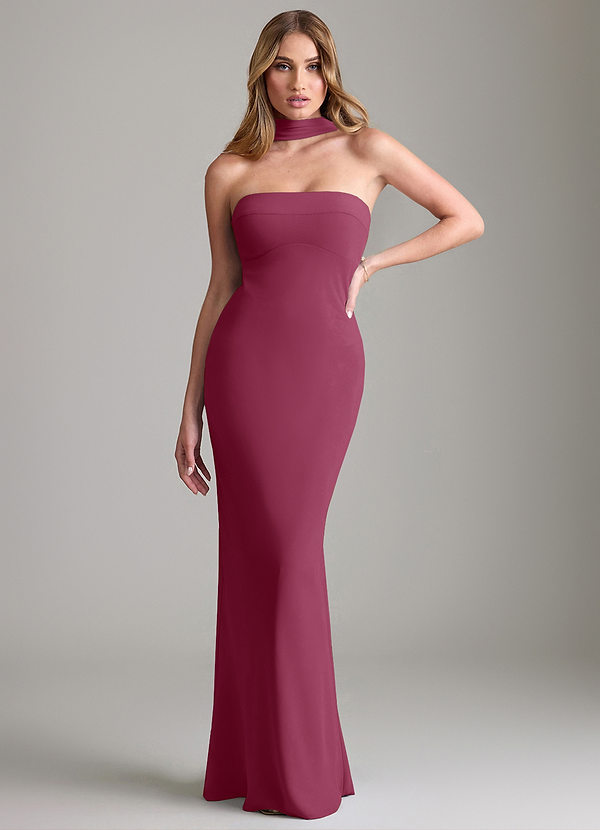 Azazie Lusinda Bridesmaid Dresses Mulberry Mermaid Off the Shoulder Chiffon Convertible Dress image1