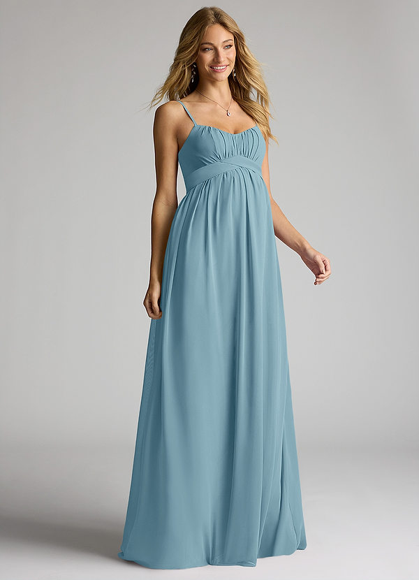 Azazie Llana Maternity Bridesmaid Dresses A-Line Chiffon Floor-Length Dress image1