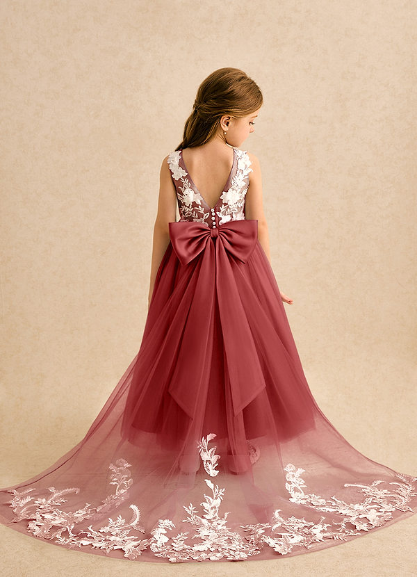 Azazie Mixie Vestidos de Niña de Flores Vestido de Óxido de Encaje de Corte Princesa image1