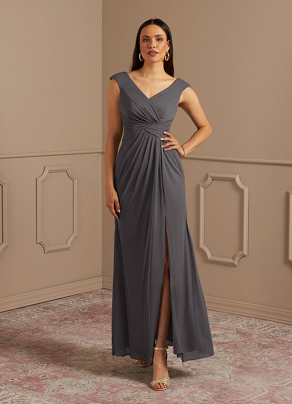 Azazie Andi Mother of the Bride Dresses A-Line Pleated Mesh Floor-Length Dress image1