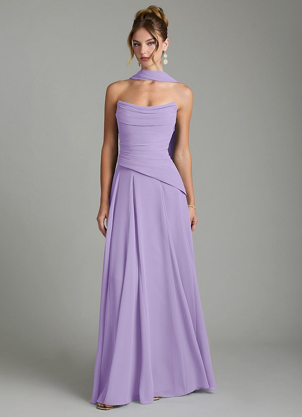Azazie Gabriela Bridesmaid Dresses Lilac A-Line Corset Chiffon Dress image1