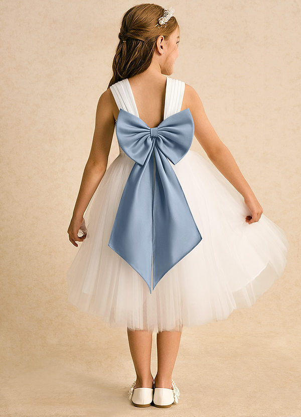 Azazie Dimple Robes de Fillette d'Honneur Robe Princesse en Tulle Dentelle Ivoire Bleu Poudré image1