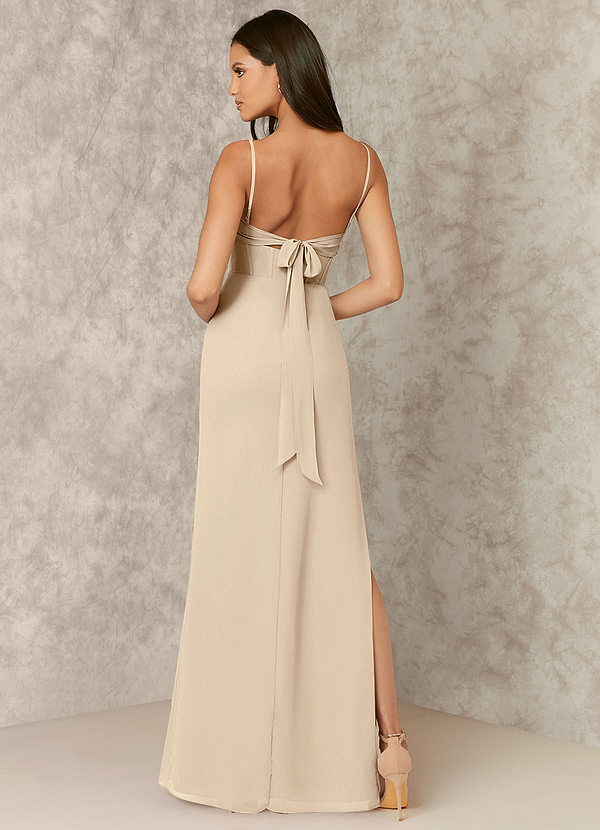 back Corseted Chiffon Column Dress