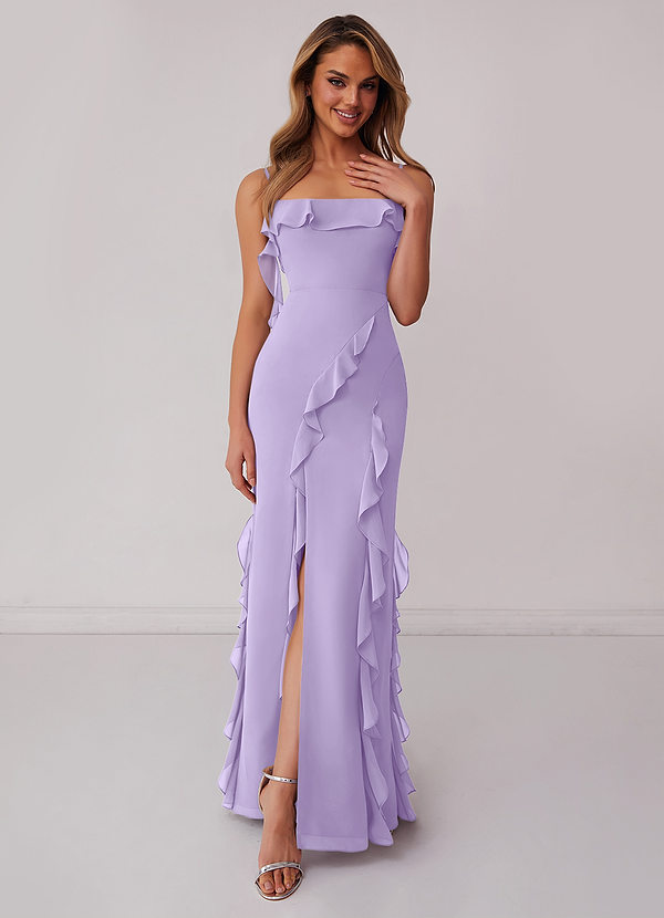 Barbie ♥ Azazie Bridesmaid Dresses Lilac Sheath Bow Chiffon Dress image1