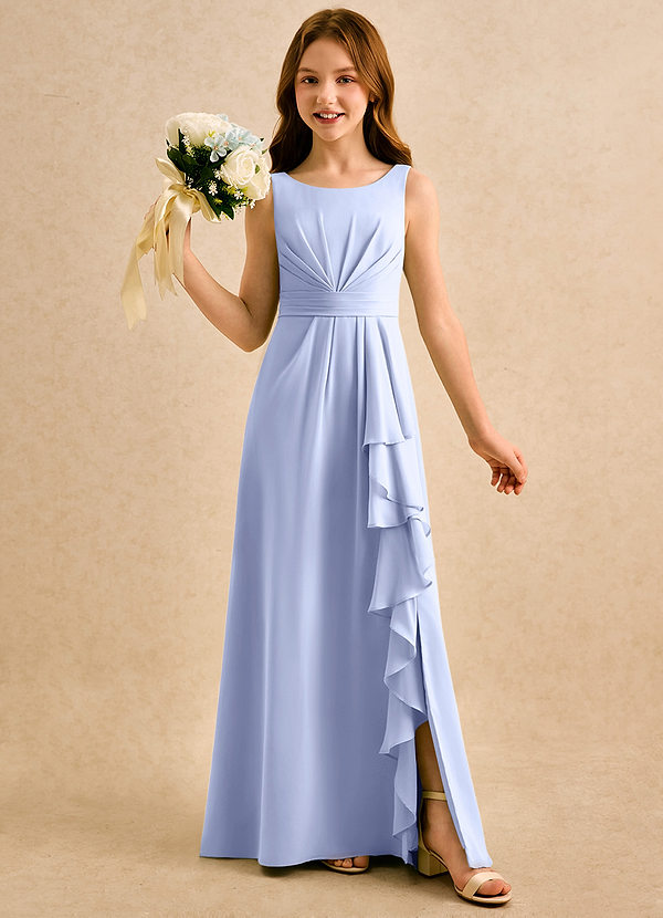 Azazie Chibi Girls Formal Flower Girl Dresses Ice A-Line Pleated Chiffon Dress image1