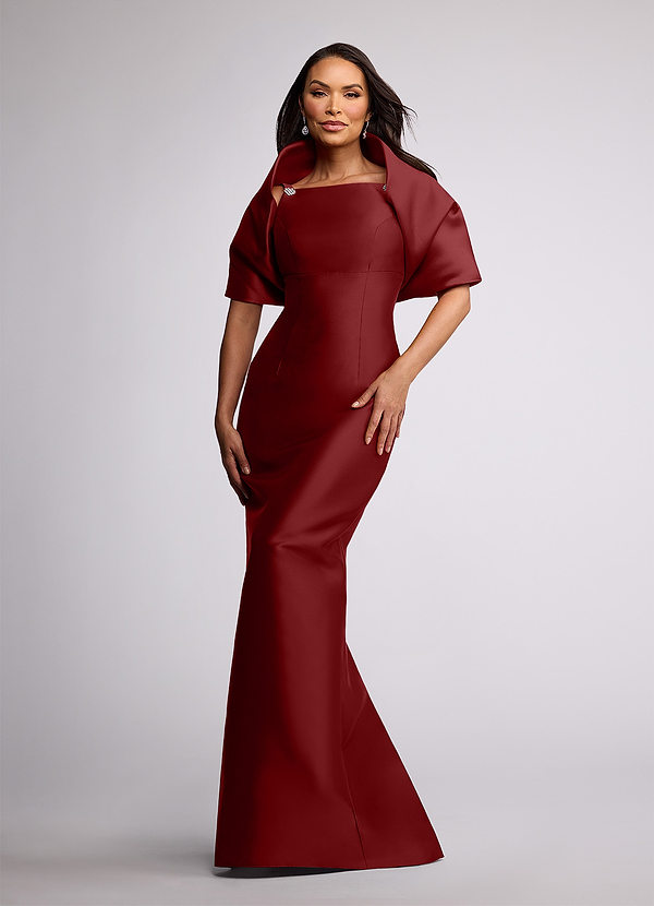 Azazie Octavia Mother of the Bride Dresses Burgundy Sheath Mikado Dress image1