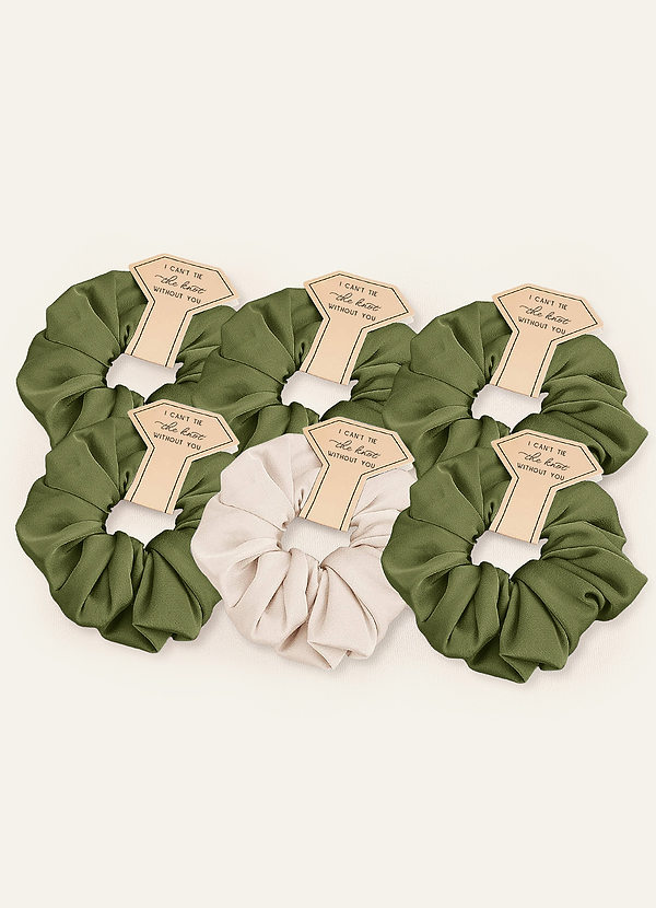 front Matching Color Six-Piece Mixed Color Bridesmaid Stretch Satin Over Size Scrunchie Set