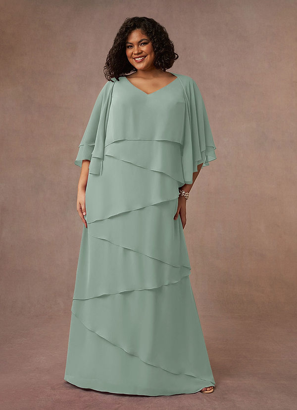 Azazie OHara Vestidos para la madre de la novia Vestido Agave de Gasa de Corte en A con Cuello en V image1