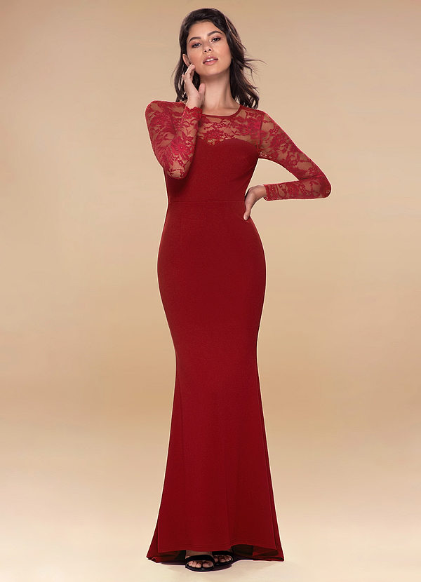 red color long dress