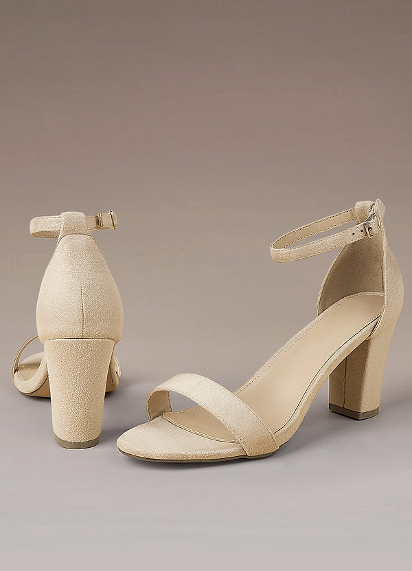 back Suede Ankle Strap Chunky Heels