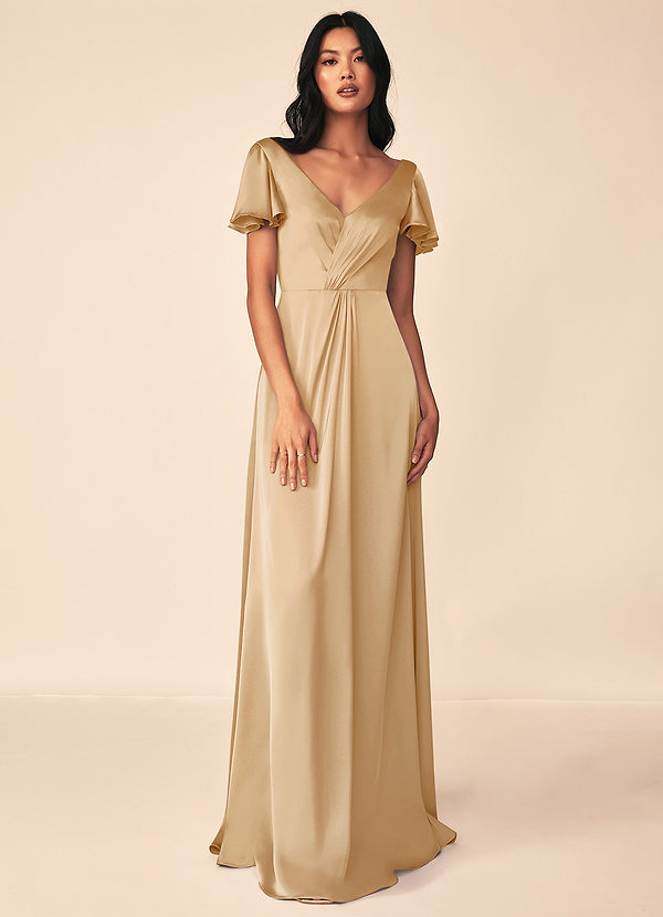 Soren A-Line Pleated Stretch Satin Dress