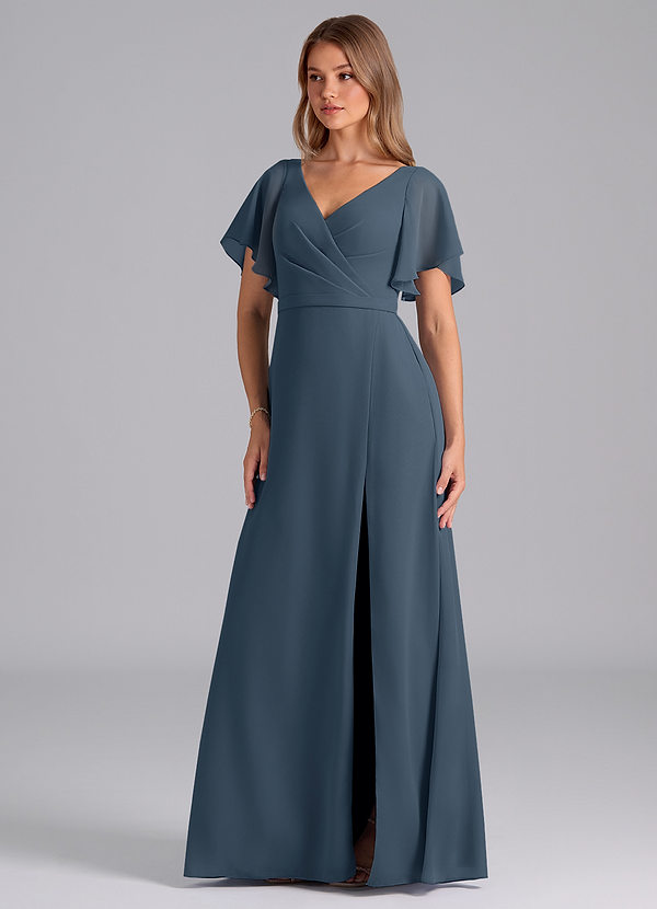 Azazie Ambrosia Bridesmaid Dresses Neptune A-Line Pleated Chiffon Dress image1