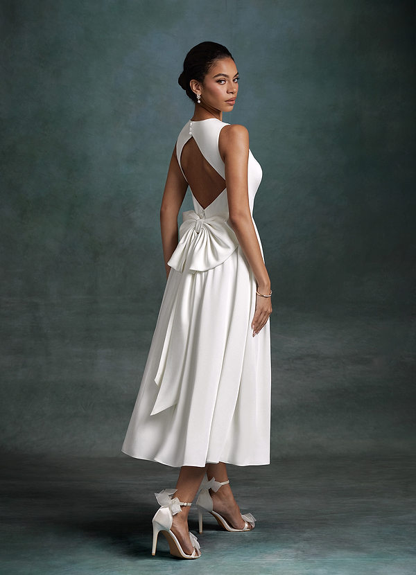 Maeve Wedding Dresses Diamond White A-Line with Pockets Crepe Back Satin Dress image1