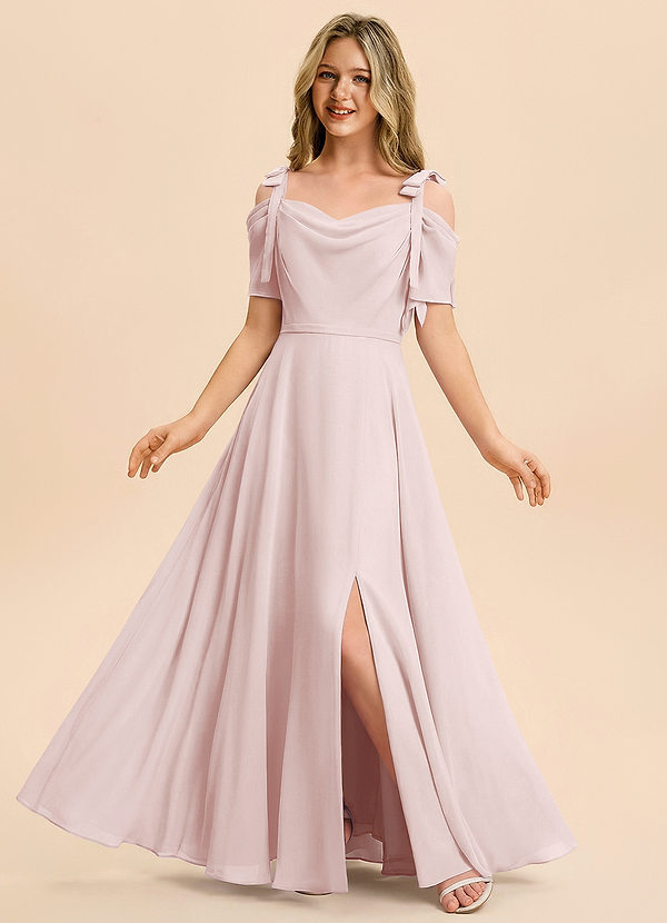 Azazie Giselle Junior Klä av A-Line i Chiffong Av axeln image1