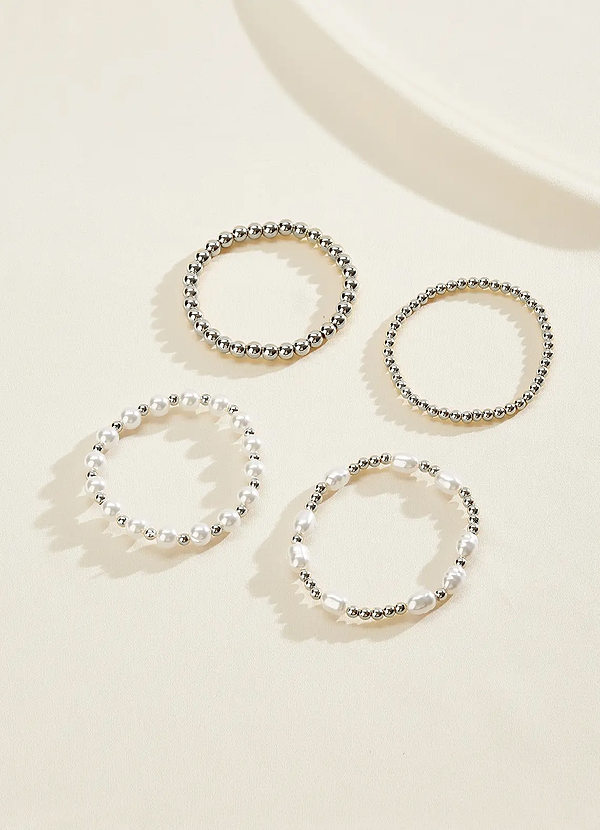 front Pearl and Bead Bracelet Stack Set