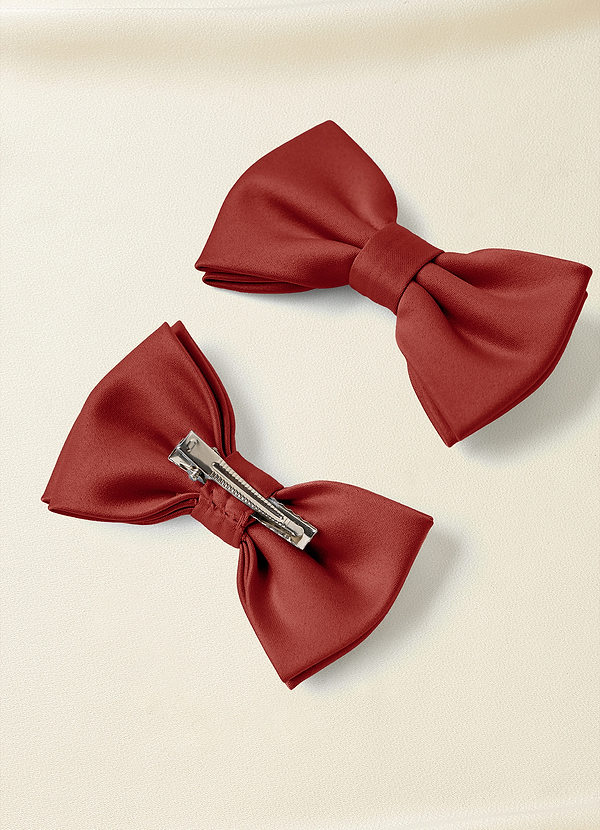 front Matte Satin Bow Hair Clip Set