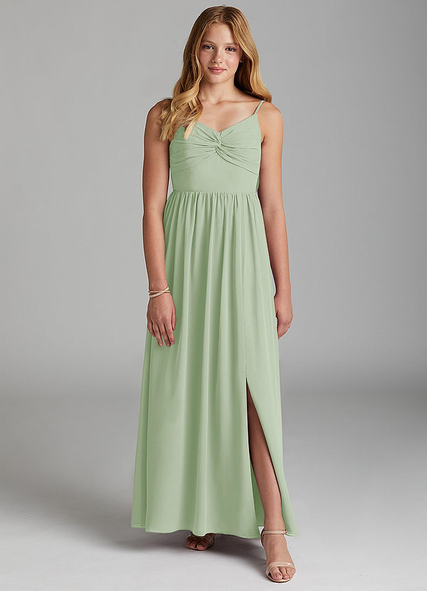 Azazie Zeya Junior Dusty Sage A-Line Chiffon Dress image1