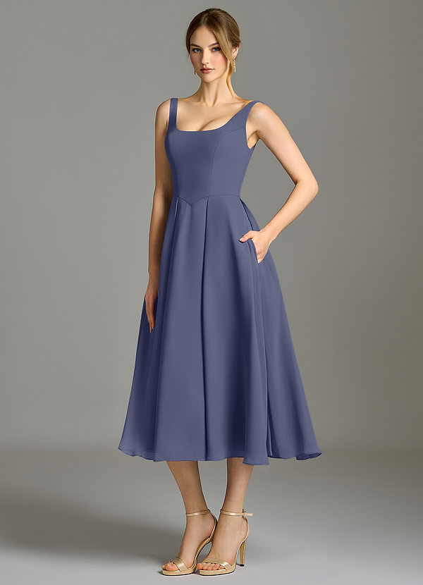 Azazie Amalie Brautjungfernkleider A-Linie Plissee Chiffon Kleid Sturm image1