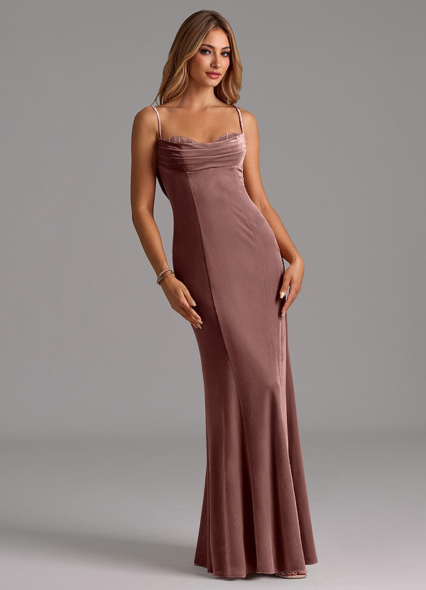 Azazie Karryn Robes Demoiselle d'honneur Robe Sirène en velours Corset Expresso image1