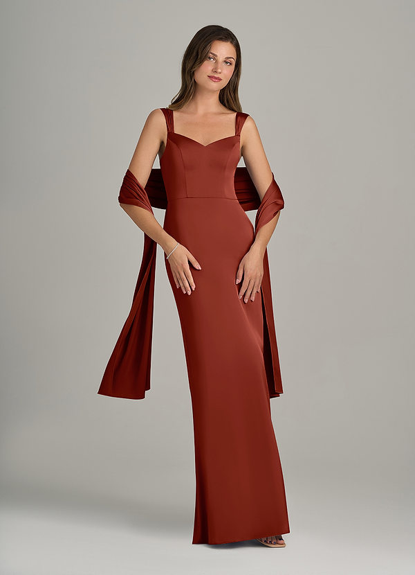 front Azazie Châle En Satin Extensible De Couleur Assortie