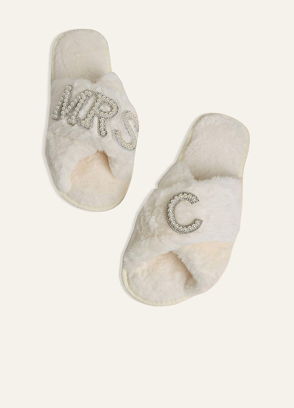 front Fuzzy Pearl Bride Hjemmesko