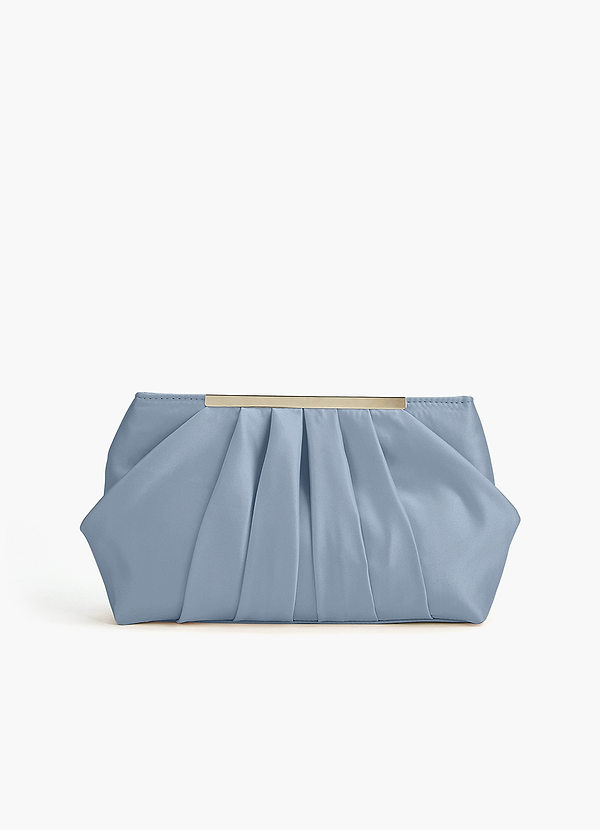 front Matching Color Matte Satin Pleated Clutch