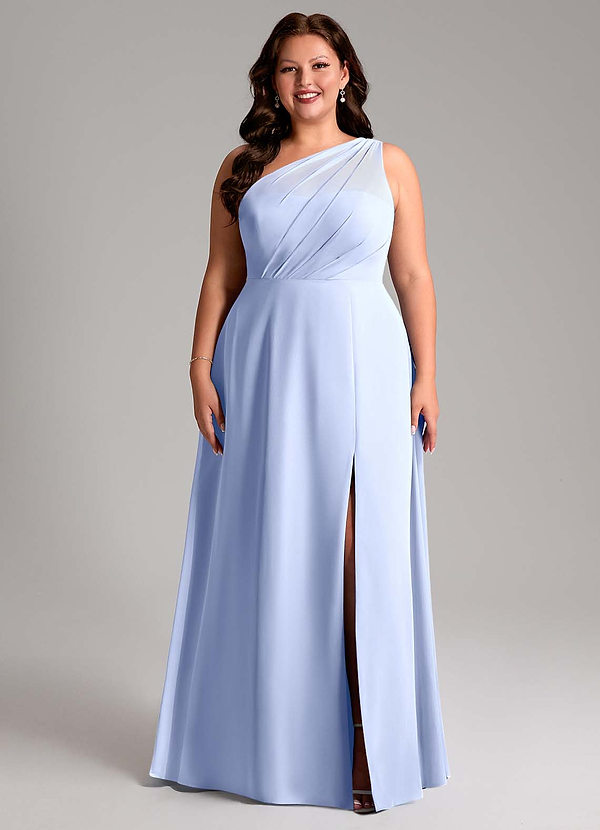 Azazie Phaedra Bridesmaid Dresses Ice A-Line One Shoulder Chiffon Dress image1