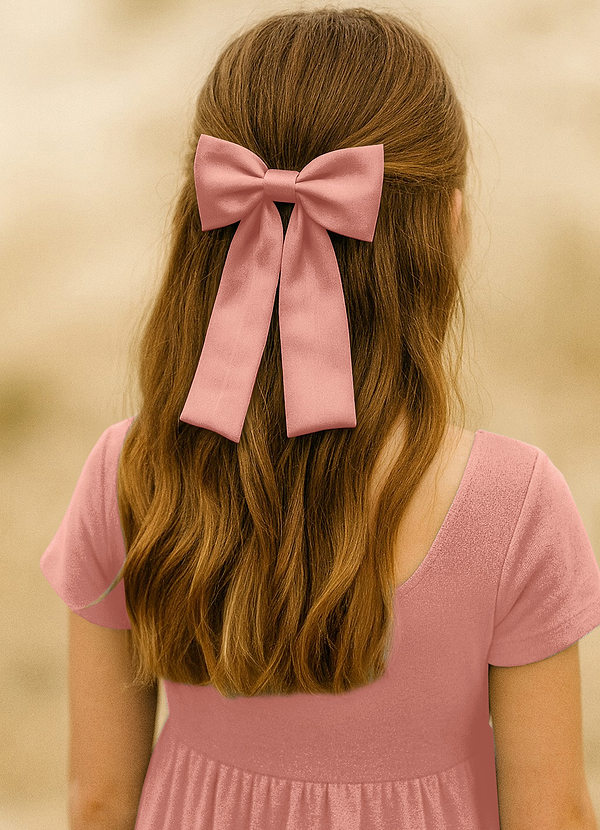 front Girls Satin Bow Hair Clip Set