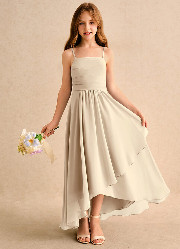 Azazie Twilight Dance Girls Formal Blumenkinder Kleider A-Linie Plissee Chiffon Kleid Champagner image1