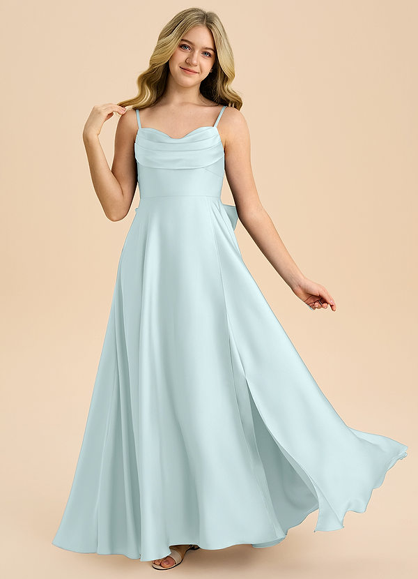 Azazie Bear Junior Sea Glass A-Line Sweetheart Neckline Stretch Satin Dress image1