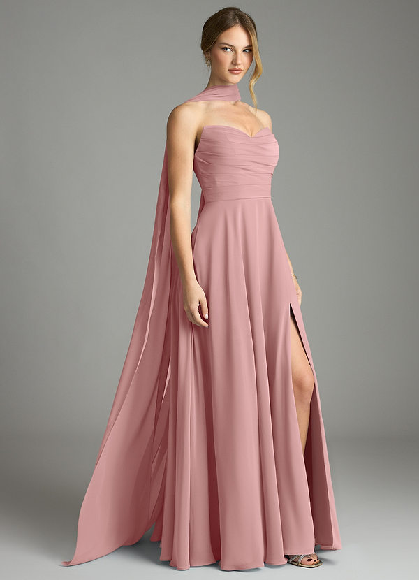 Azazie Ayla Abiti da Damigella Abito A-Line in Chiffon Scollo a Cuore Rosa Polverosa image1