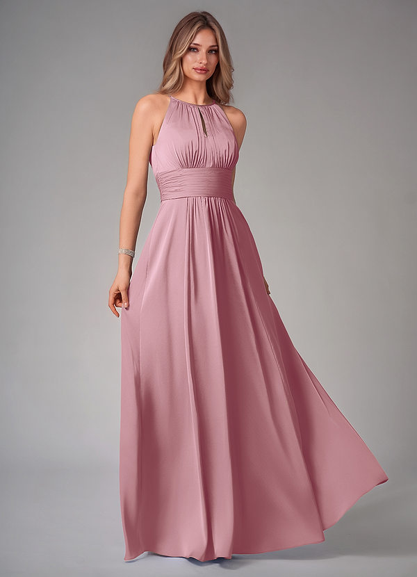 Azazie Bonnie Abiti da Damigella Abito A-Line in Raso Elasticizzato Plissettato Vintage Malva image1