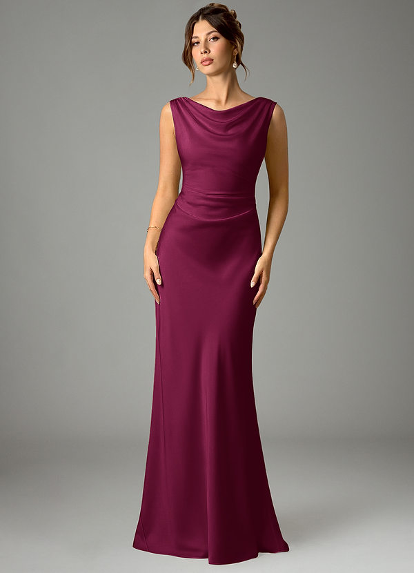 Kieryn Bridesmaid Dresses Red Plum Mermaid Pleated Stretch Satin Dress image1