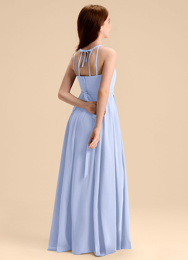 Azazie Arianthe Junior Abito A-Line in Chiffon Plissettato Ghiaccio image1