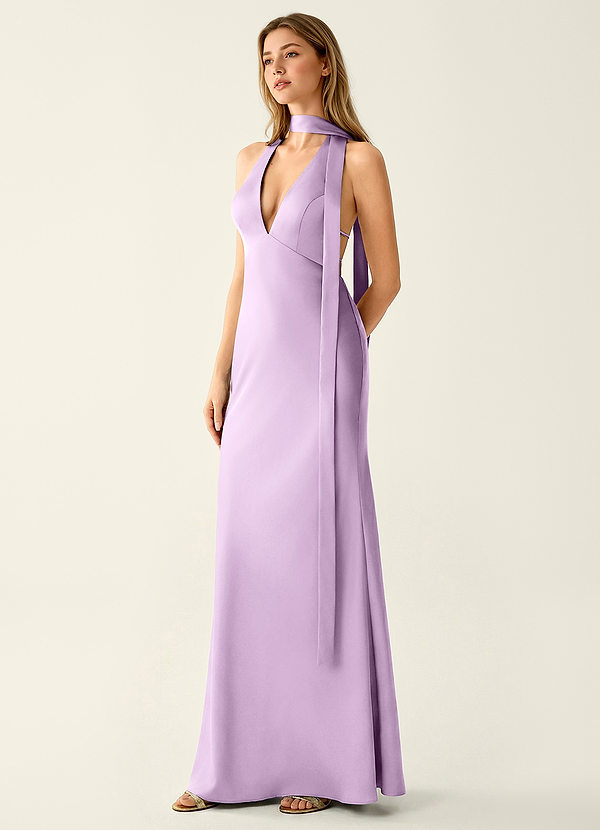 Wrenllien Frostiges Flieder Satin-Abendkleid image1
