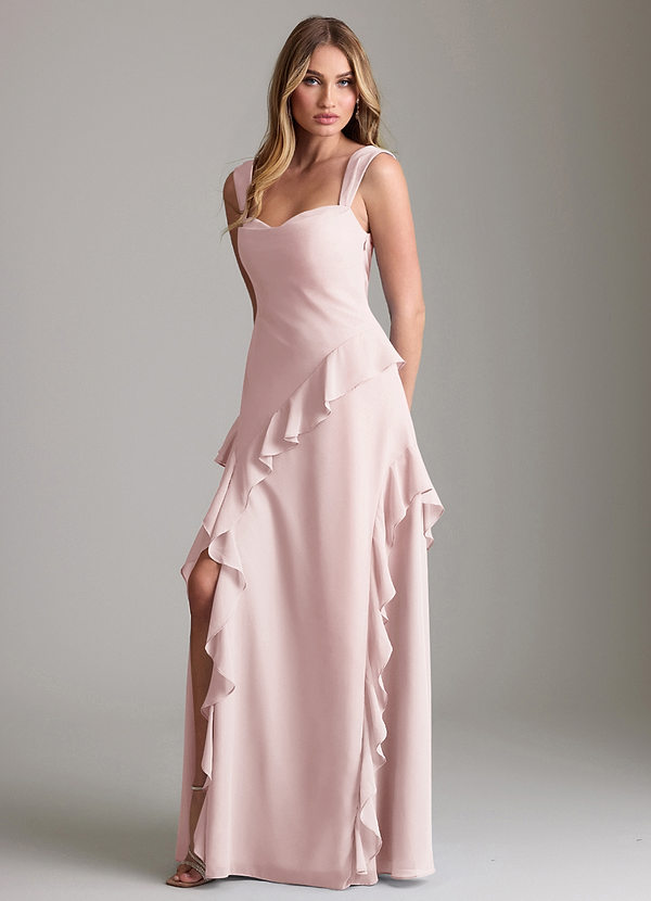Azazie Sloane Bridesmaid Dresses Blushing Pink A-Line Sweetheart Neckline Chiffon Dress image1