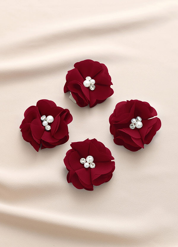 front Four-Piece Matching Color Chiffon Hair Clip Set