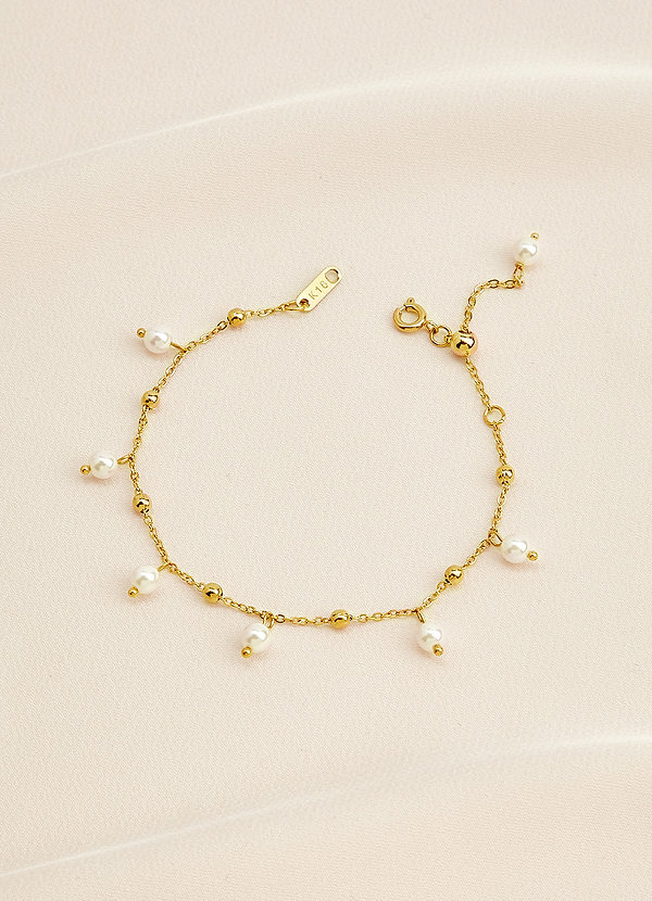 front Pearl Bead Chain Bracelet