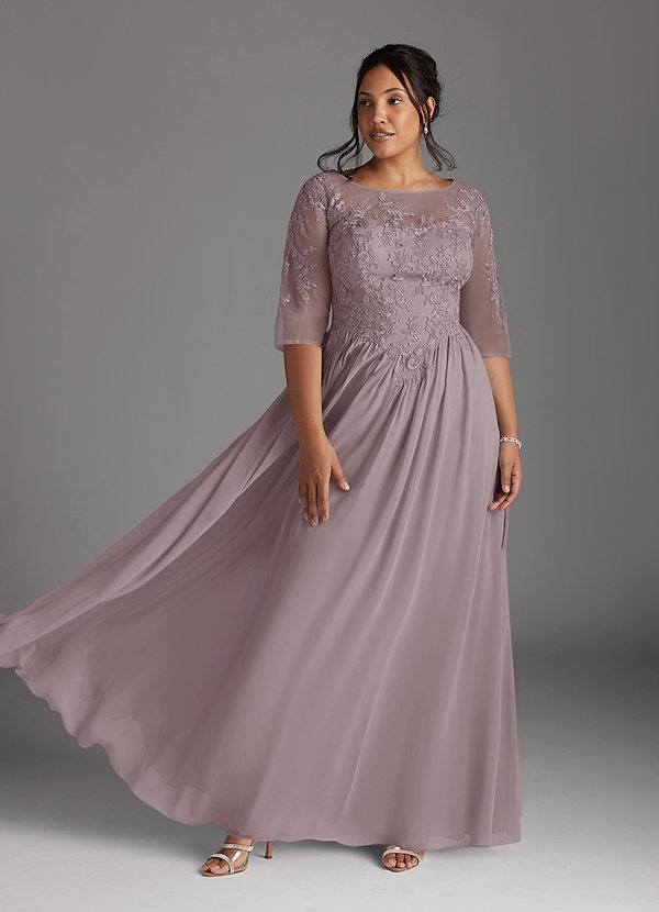 Azazie Mirielle Vestidos de Madre de la Novia Vestido de Atardecer de Gasa de Corte En A con Encaje Scoop image1