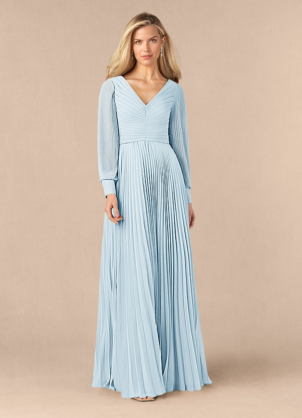 Azazie Zina Mother of the Brides Dresses Sky Blue A-Line Pleated Chiffon Dress image1