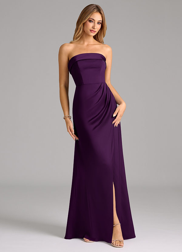 Azazie Aretha Bridesmaid Dresses Grape A-Line Strapless Stretch Satin Convertible Dress image1